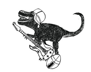 Hand drawing dinosaur trex print embroidery graphic design vector art © a1vector