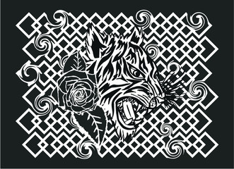 tattoo tribal tiger print embroidery graphic design vector art