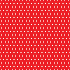 White polka dots on red background