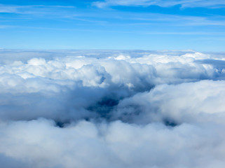 View above the clouds. Clouds, a view from airplane window.