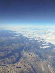 Fototapeta premium Aerial view of the lakes Lac d'Artouste, a lake in Pyrénées-Atlantiques, France, in the region of Nouvelle Aquitaine and the Lac de Migouélou, a lake in Hautes-Pyrénées, France. 