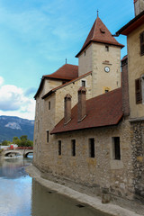 Fototapeta na wymiar The Palais de l'Ile on the Annecy old town, France. The Palace, often described as a 