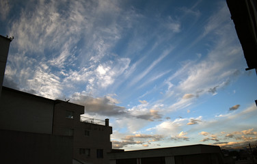
watercolor sky with buildings
