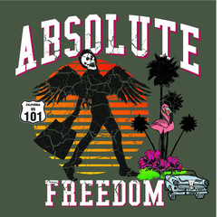 Absolute freedom print embroidery graphic design vector art