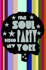 funk soul party print embroidery graphic design vector art