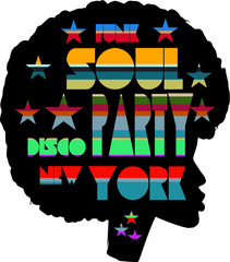 funk soul party print embroidery graphic design vector art