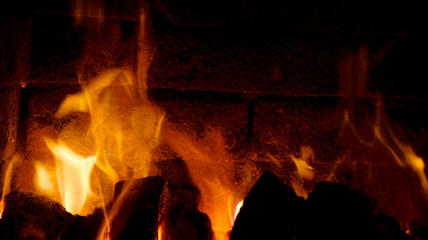 fire in fireplace