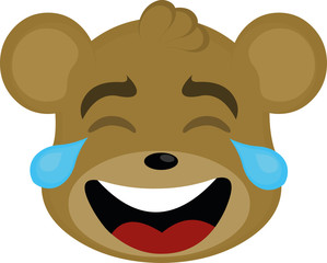 Vector illustration of a bear face cartoon laughing