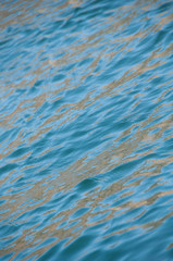 Water texture. Wavy surface creating diagonal lines of blue and orange.