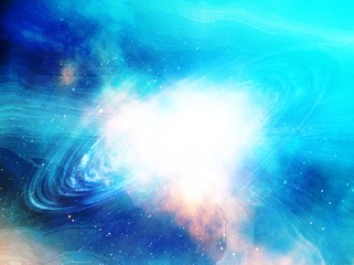 Fototapeta na wymiar Blue galaxy in space and stars background.