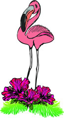 flamingo embroidery graphic design vector art