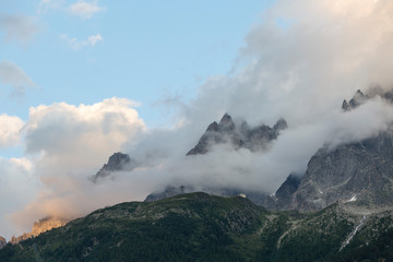 Beautiful clouds view from Chamonix Mont-Blanc in the French Alps, France