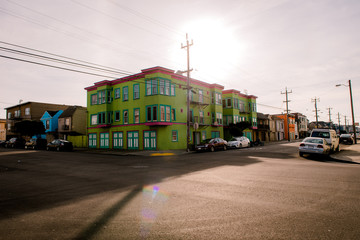 Fototapeta na wymiar Typical colorful houses in San Francisco, California