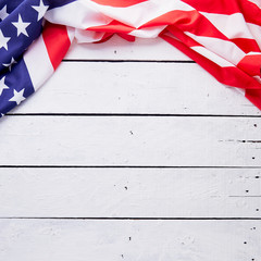 Fototapeta na wymiar Close-Up Of American Flag On Table