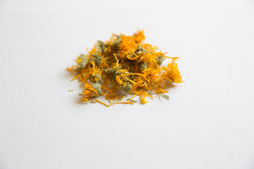Dried marigold for healthy herbal tea.