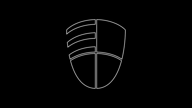 White line Football club logo template icon isolated on black background. Design element for logo, label, emblem, sign, poster. 4K Video motion graphic animation