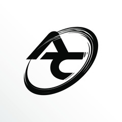 Initial Letter AC Brush Effect Logo Design
