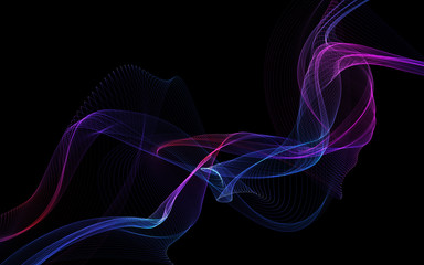 Dark abstract background with a glowing abstract waves
