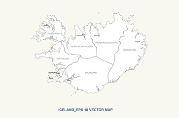 Obraz premium iceland map. country vector map of iceland.