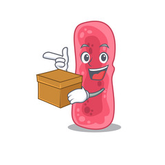 An picture of shigella sonnei cartoon design concept holding a box