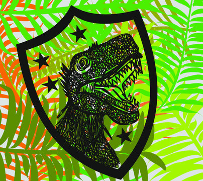 Trex dinosaur print embroidery graphic design vector art