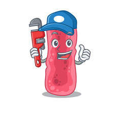 Shigella Sonnei Smart Plumber cartoon character design with tool