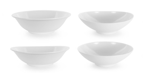 set of white bowl on white background