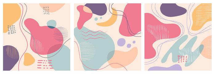 hand drawn various shapes and doodle objects with colors. Abstract contemporary modern trendy. vector illustration