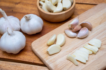 close up garlic ingredient for cooking
