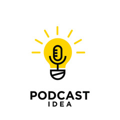podcast idea bulb logo icon design vector