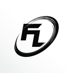 Initial Letter FL Brush Effect Logo Design