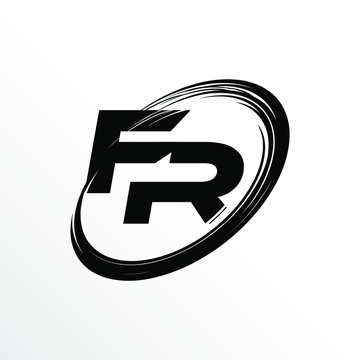 recommend clip art: Initial Letter FR Brush Effect Logo Design