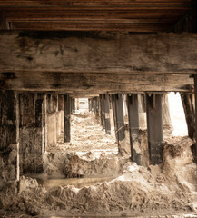 Looking at and under the Semaphore jetty in Adelaide South Australia late afternoon sunset