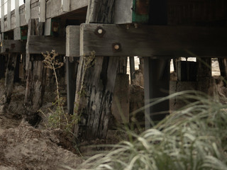 Looking at and under the Semaphore jetty in Adelaide South Australia late afternoon sunset