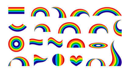 Set of colors rainbow. Collection of icons rainbow difference style isolated on white background. Vector illustration.