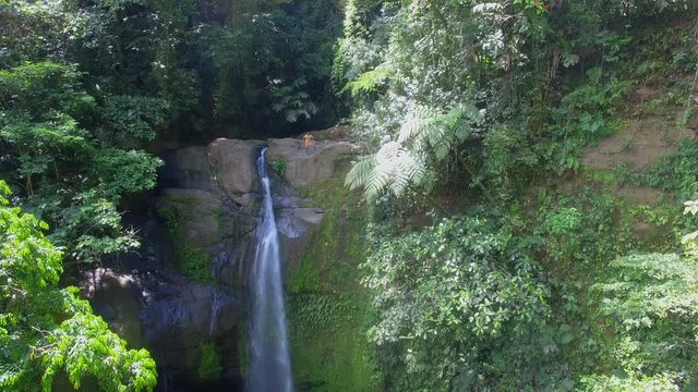 Jungle Waterfall at Gandoca Manzanillo National Wildlife Refuge. Bribri Costa Rica Drone Video
