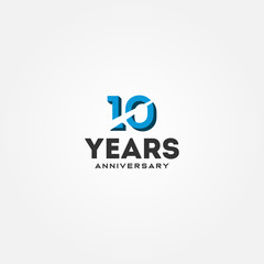 10 Year Anniversary Black Number Vector Design Illustration