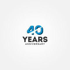 40 Year Anniversary Black Number Vector Design Illustration