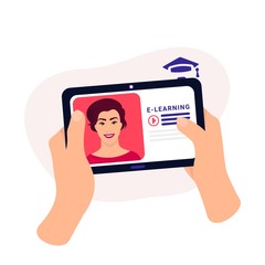 distance learning online school colorful vector illustration