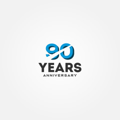 90 Year Anniversary Black Number Vector Design Illustration