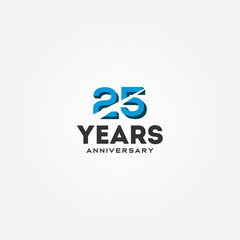 25 Year Anniversary Black Number Vector Design Illustration
