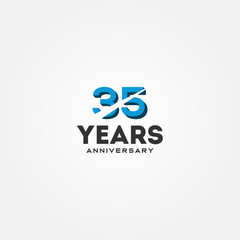 35 Year Anniversary Black Number Vector Design Illustration