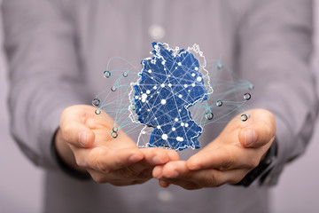 map of Germany. Wire frame 3D mesh