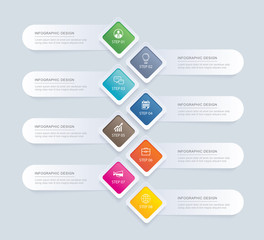 8 infographics rectangle paper index with data template. Vector illustration abstract background. Can be used for workflow layout, business step, banner, web design.