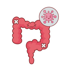 intestine and virus cartoon flat style icon vector design