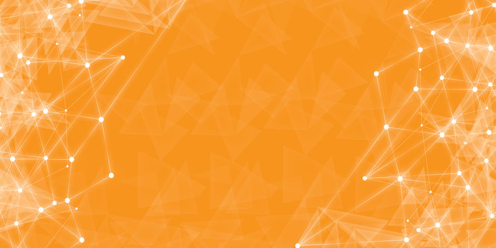 Abstract Multi orange Polygonal Space Background with Connecting Dots and Lines. Geometric Polygonal background molecule and communication