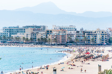 Beach and sea landscape in El Arenal, Majorca