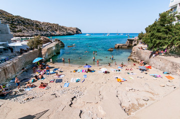 Beach, sea and mountain landscape in Cala San Vicente, Majorca