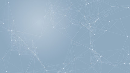 Abstract futuristic with connection lines on blue background. Plexus structure. Concept of Science, Business, Communication, Medical, Technology, Network, Cyber, Sci-fi. Illustration. 3D rendering