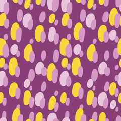 Abstract purple yellow dots seamless pattern print